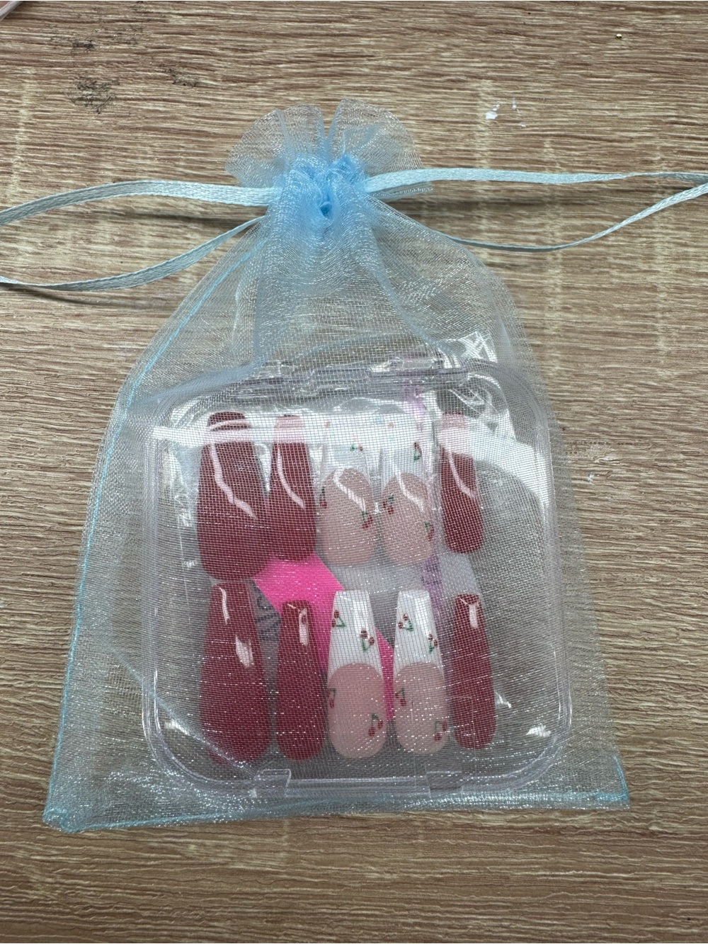 Homemade Red & White Cherry Accent Press-On Nails - Picture 2 of 2